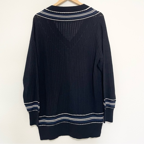 RAG & BONE Diana Extra Fine Merino Wool Oversized Black and Navy Sweater Size M - Picture 9 of 10